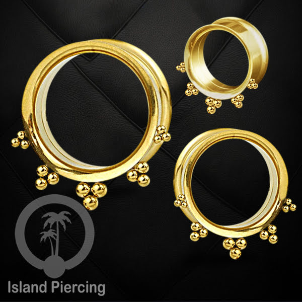 Anting tunnel Piercing stainless warna gold sederhana tapi cantik Body Jewelry