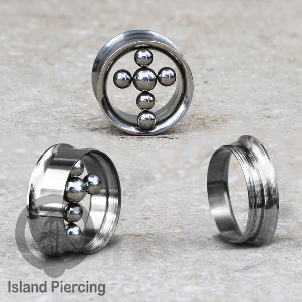 Anting tunnel Piercing stainless warna gold dan silver dengan desain menarik