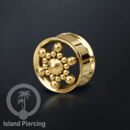 Anting tunnel Piercing stainless warna gold dan silver dengan desain menarik