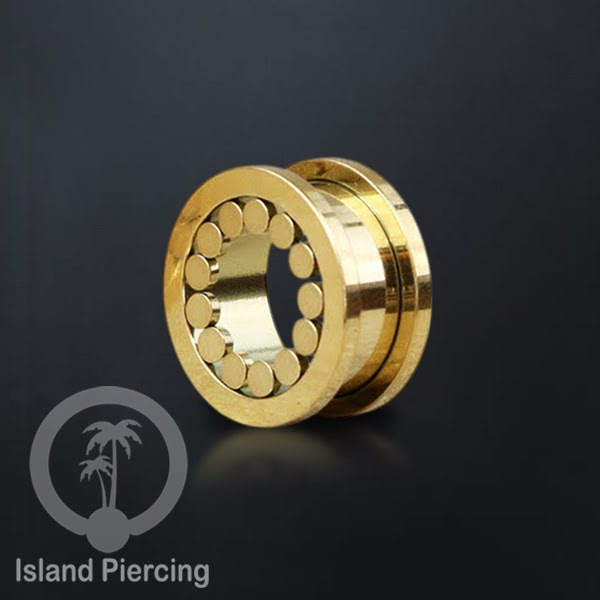 Anting tunnel Piercing stainless warna gold cocok untuk body jewelry