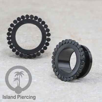 Anting Tunnel Piercing Stainless warna Hitam cocok untuk Body Jewelry
