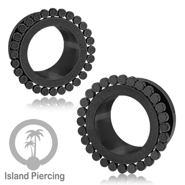 Anting Tunnel Piercing Stainless warna Hitam cocok untuk Body Jewelry