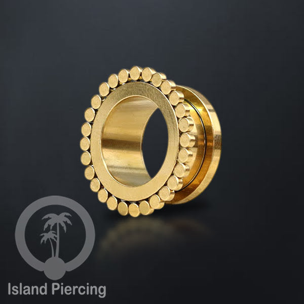 Anting tunnel Piercing stainless warna gold cocok untuk body jewelry