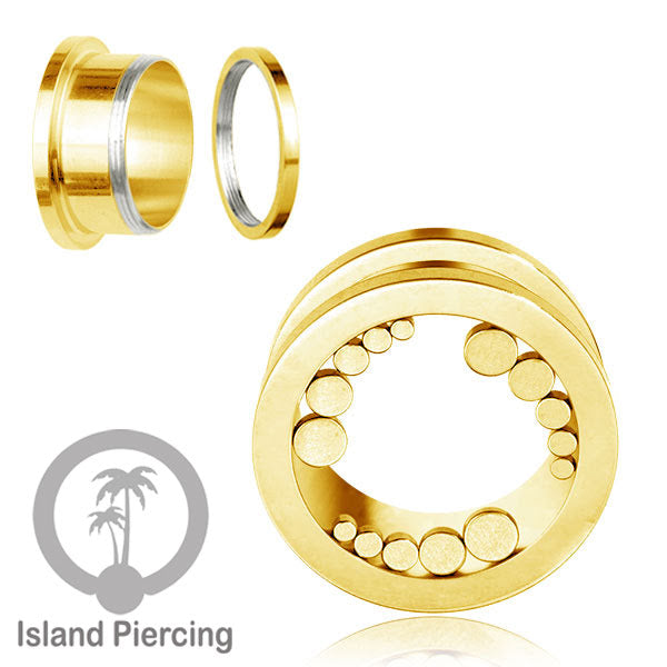 Anting tunnel Piercing stainless warna gold cocok untuk body jewelry