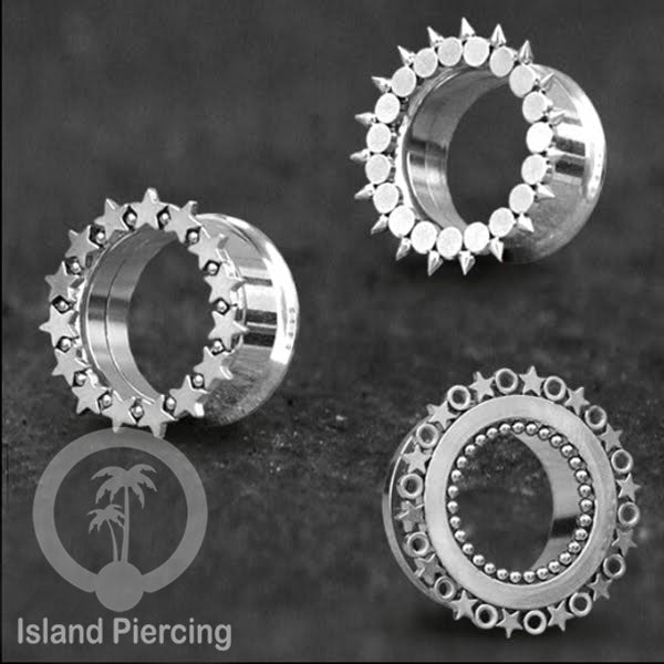 Anting Plug dan Tunnel Piercing stainless steel warna silver yang istemewa