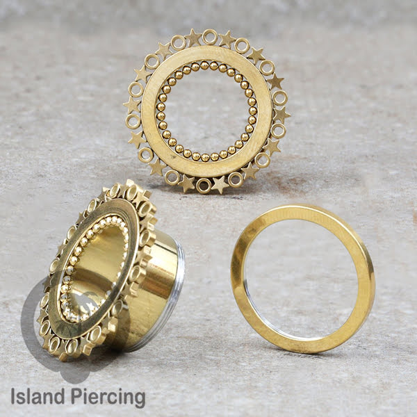 Anting Plug dan Tunnel Piercing stainless warna gold yang istemewa