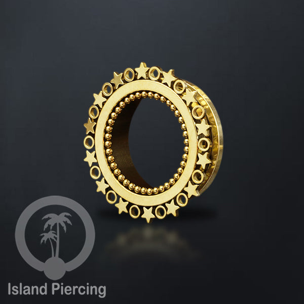Anting Plug dan Tunnel Piercing stainless warna gold yang istemewa