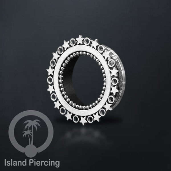 Anting Plug dan Tunnel Piercing stainless steel warna silver yang istemewa