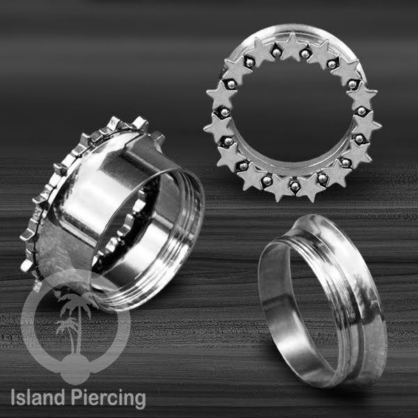 Anting Plug dan Tunnel Piercing stainless steel warna silver yang istemewa
