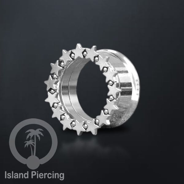 Anting Plug dan Tunnel Piercing stainless steel warna silver yang istemewa