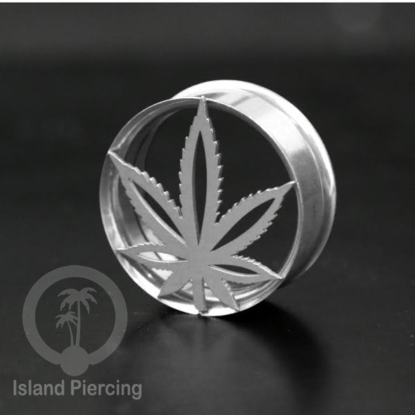 Anting Tindik Plug Stainless warna silver Ear-tunnel Piercing motif Anarchy, Ganja, Peace