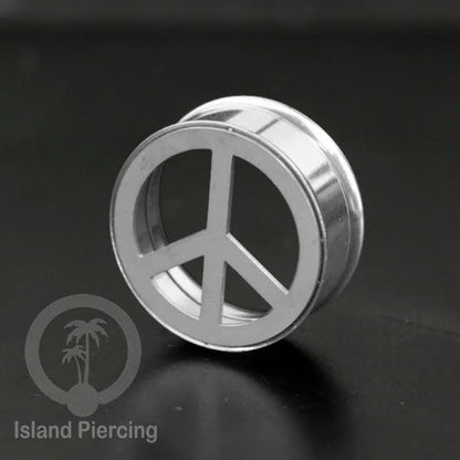 Anting Tindik Plug Stainless warna silver Ear-tunnel Piercing motif Anarchy, Ganja, Peace
