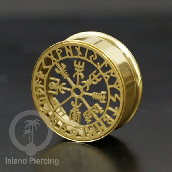Anting Tindik Plug Stainless warna gold Ear-tunnel ukuran besar motif Saring Laba2 dan lain yang unik