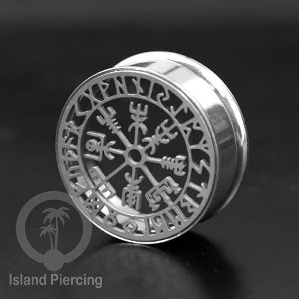 Anting Tindik Plug Stainless warna silver Ear-tunnel ukuran besar motif Saring Laba2 dan lain yang unik