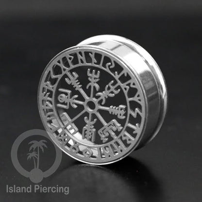 Anting Tindik Plug Stainless warna silver Ear-tunnel ukuran besar motif Saring Laba2 dan lain yang unik