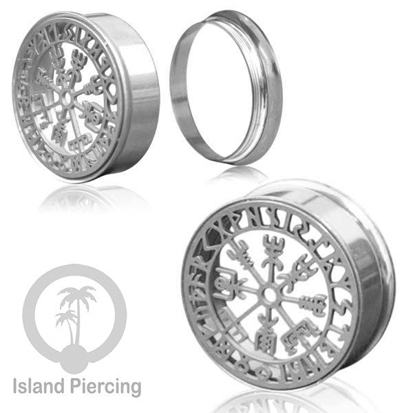 Anting Tindik Plug Stainless warna silver Ear-tunnel ukuran besar motif Saring Laba2 dan lain yang unik