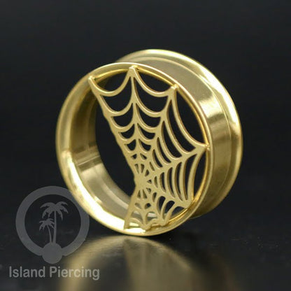 Anting Tindik Plug Stainless warna gold Ear-tunnel ukuran besar motif Saring Laba2 dan lain yang unik