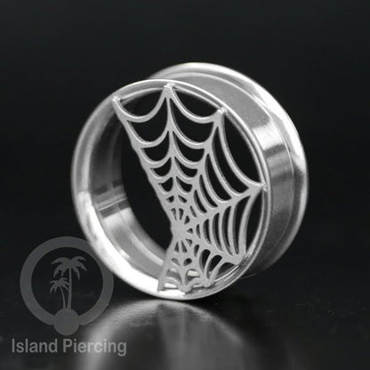 Anting Tindik Plug Stainless warna silver Ear-tunnel ukuran besar motif Saring Laba2 dan lain yang unik