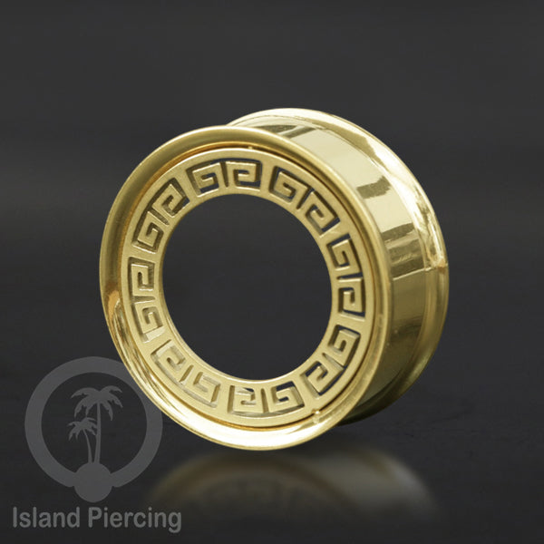 Anting Tindik Plug Stainless warna gold, Ear piercing tunnel banyak variasi dan ukuran