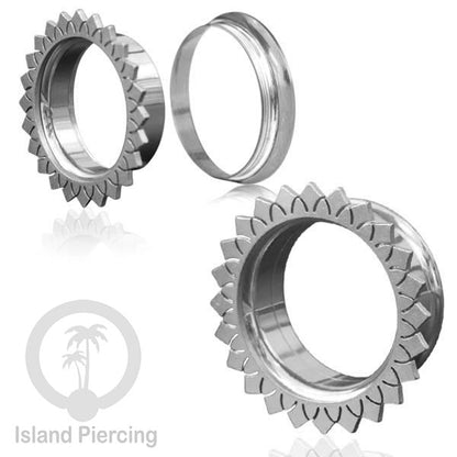 Anting Tindik Plug Stainless warna silver, Ear Piercing tunnel banyak variasi dan ukuran
