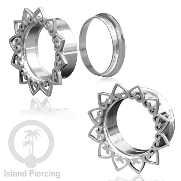 Anting Tindik Plug Stainless warna silver, Ear Piercing tunnel banyak variasi dan ukuran