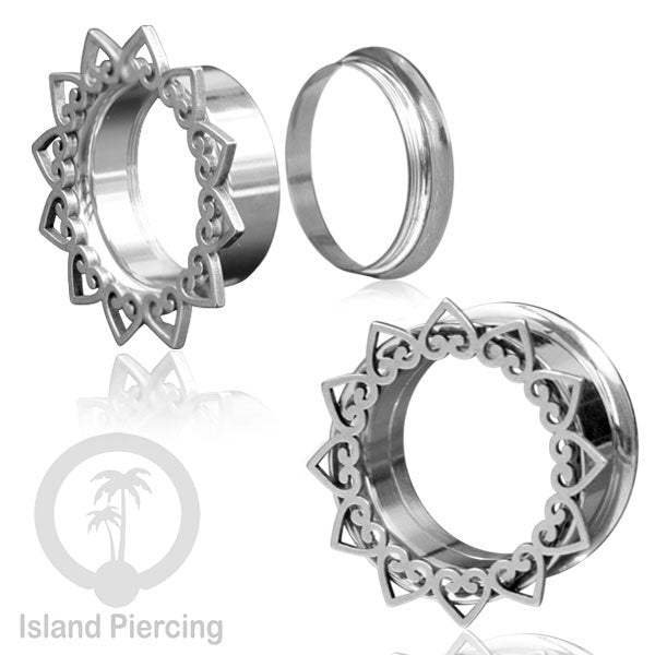 Anting Tindik Plug Stainless warna silver, Ear Piercing tunnel banyak variasi dan ukuran