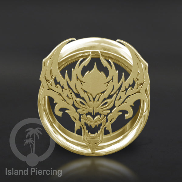 Anting Tindik Plug Stainless Ear-tunnel ukuran besar motif Kepala Naga yang serem