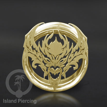 Anting Tindik Plug Stainless Ear-tunnel ukuran besar motif Kepala Naga yang serem