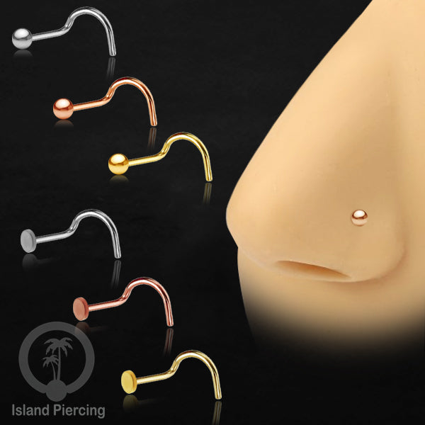 Nose screw piercing jewelry perhIasan hidung warna silver, gold dan rose gold