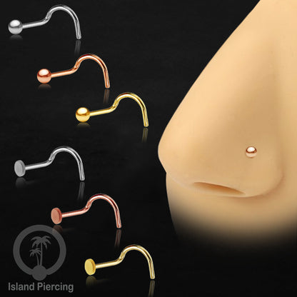 Nose screw piercing jewelry perhIasan hidung warna silver, gold dan rose gold