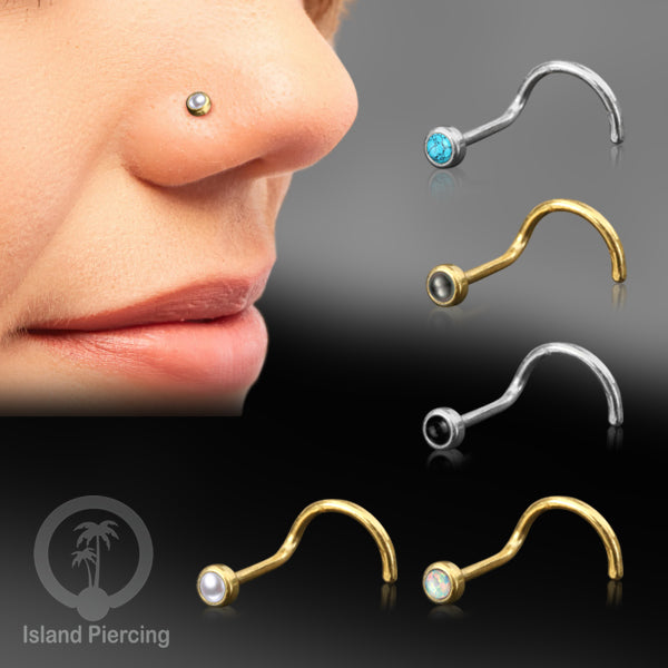 Nose screw Piercing Jewelry Perhiasan Stainless Hidung dengan banyak variasi batu