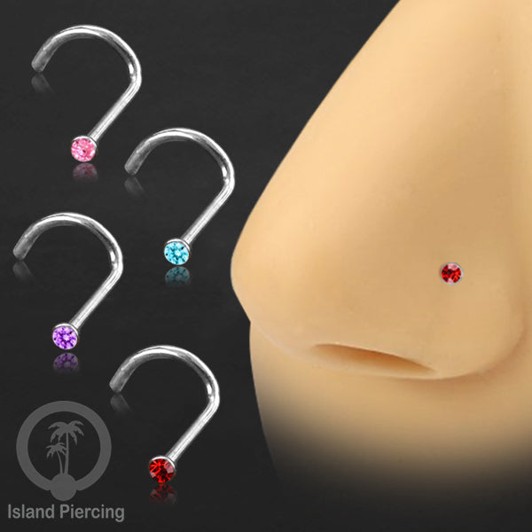 Nose screw piercing jewelry perhiasan hidung dengan banyak variasi Kristal Zirconia