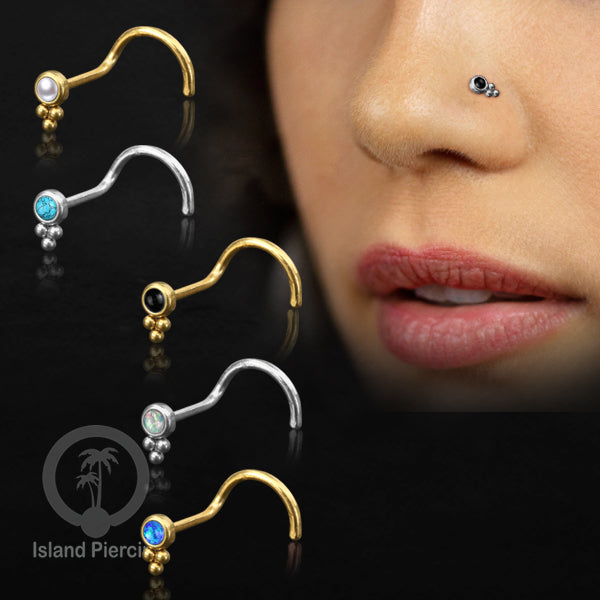 Dekoratif Nose screw Piercing Jewelry Stainless Perhiasan Hidung dengan banyak pilihan batu