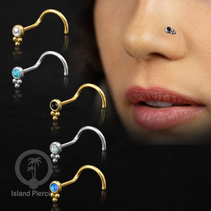 Dekoratif Nose screw Piercing Jewelry Stainless Perhiasan Hidung dengan banyak pilihan batu