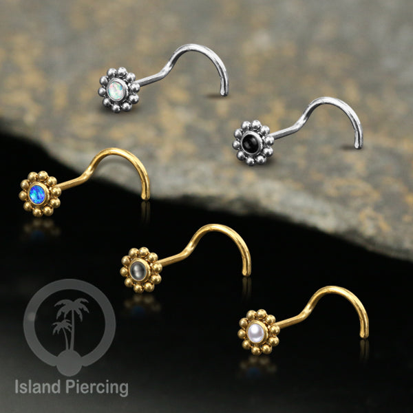Nose screw Piercing Jewelry Perhiasan Tindik hidung dengan banyak variasi batu yang manis