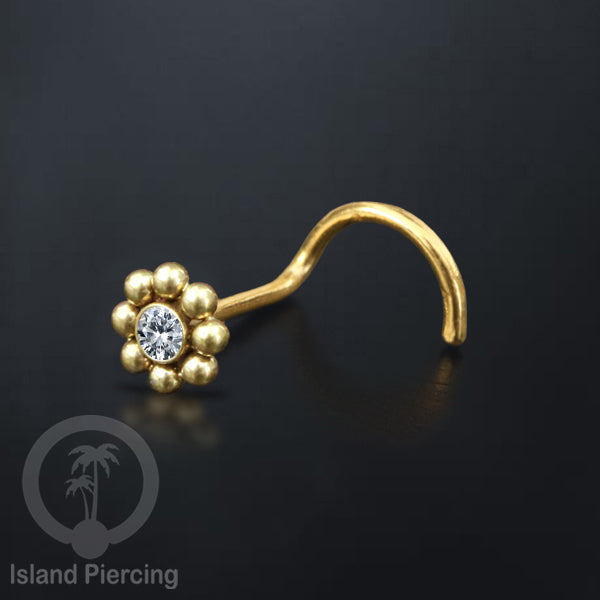 Nose screw Piercing Jewelry Perhiasan Stainless Hidung dengan kristal Zirconia