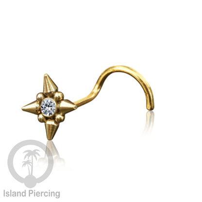 Nose screw Piercing Jewelry Perhiasan Stainless Hidung dengan kristal Zirconia