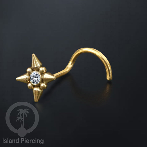 Nose screw Piercing Jewelry Perhiasan Stainless Hidung dengan kristal Zirconia