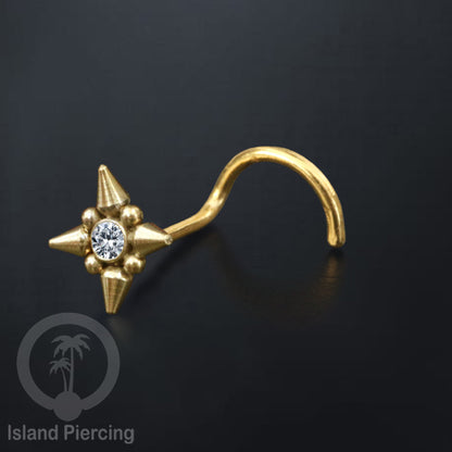Nose screw Piercing Jewelry Perhiasan Stainless Hidung dengan kristal Zirconia