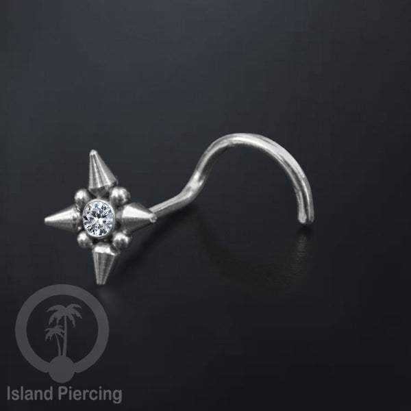 Nose screw Piercing Jewelry Perhiasan Stainless Hidung dengan kristal Zirconia