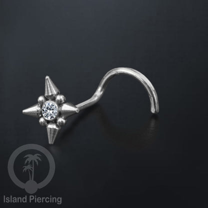 Nose screw Piercing Jewelry Perhiasan Stainless Hidung dengan kristal Zirconia