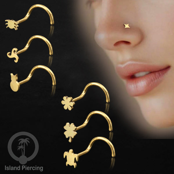 Perhiasan Tindik Hidung Stainless Nose Piercing Jewelry warna gold banyak pilihan desain