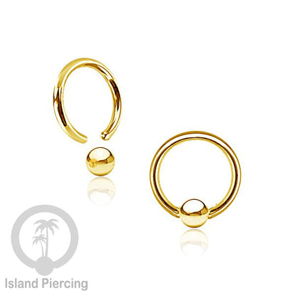 BCR piercing stainless warna gold atau rose gold, tindik tragus, daith, helix, septum atau alis