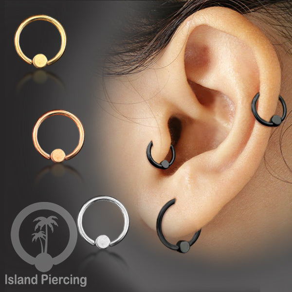 BCR piercing stainless bentuk datar,  tindik tragus, daith, helix, bibir atau alis