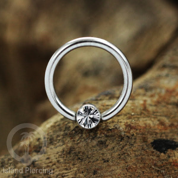 BCR piercing stainless dengan opal dan zirconia,  tindik tragus, daith, helix, bibir atau alis