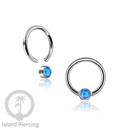 BCR piercing stainless dengan opal dan zirconia,  tindik tragus, daith, helix, bibir atau alis