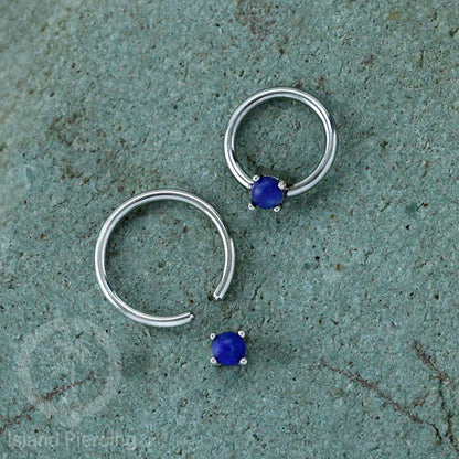 BCR piercing stainless dengan batu semi murni, tindik tragus, daith, helix atau alis