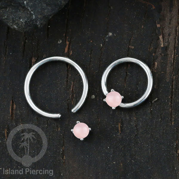 BCR piercing stainless dengan batu semi murni, tindik tragus, daith, helix atau alis