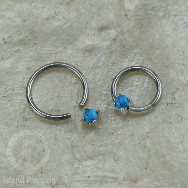 BCR piercing stainless dengan batu semi murni, tindik tragus, daith, helix atau alis