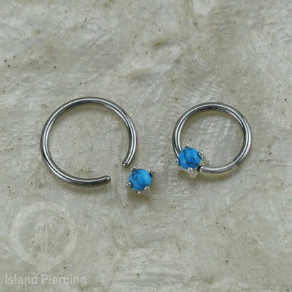 BCR piercing stainless dengan batu semi murni, tindik tragus, daith, helix atau alis
